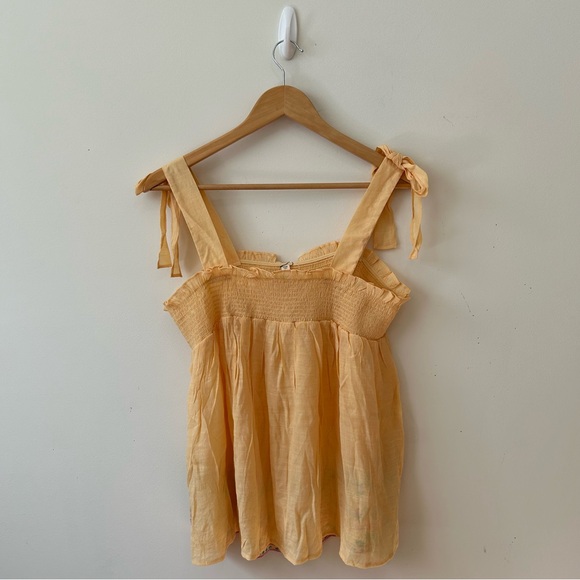 Anthropologie Perch tops Womens 1XL by Blue Pepper Embroidered Smocked Tie Strap - Picture 2 of 9